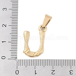 304ステンレスペンダント  竹風  文字L  イオンプレーティング（ip）  18KGP本金メッキ  文字.u  19x13x3mm  穴：3x7mm&nbsp;STAS-F235-01G-U
