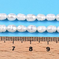天然養殖淡水パールビーズ連売り  ライス  乳白色  3.5~6x4~4.5mm  穴：0.7~0.8mm  約59~60個/連  13.58''（34.5センチメートル）&nbsp;LS-PEAR-N012-04S