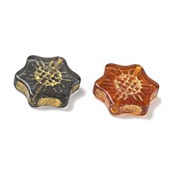 ペイントガラスビーズを焼く  ゴールドライン入り  花  ミックスカラー  18x16x4.5mm  穴：1.2mm&nbsp;GL-CBA8D6A-02