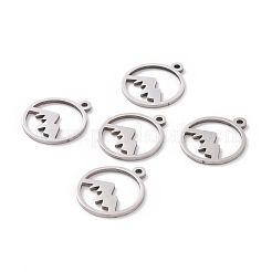 変色しない201ステンレススチールレーザーカットペンダント  山  ステンレス鋼色  17x14.5x1mm  穴：1.5mm&nbsp;X-STAS-S105-T901-1S