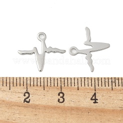 304ステンレススチールチェーンエクステンダードロップ  ハートビートチャーム  ステンレス鋼色  13x14.5x1mm  穴：1.5mm&nbsp;STAS-L022-465P