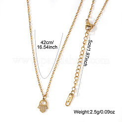 304ステンレススチール製中空ハートハムサハンドペンダントアズキチェーンネックレス（女性用）  ゴールドカラー  16.54インチ（42cm）&nbsp;LS-VC2540