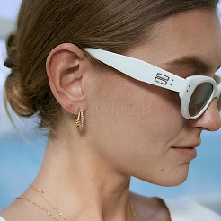 304ステンレススチール製キュービックジルコニアスタッドピアス（女性用）  スター  ラインストーン付き  18KGP本金メッキ  19.5x9mm&nbsp;SA-CBA0E8A-04G
