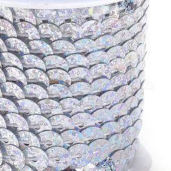 環境に優しいプラスチックスパンコールビーズ  スパンコールビーズ  装飾アクセサリー  フラットラウンド  ホワイト  6mm  約5m /ロール&nbsp;PVC-Q092-6mm-P50112