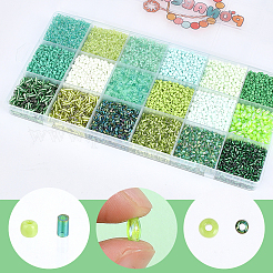 DIYファインディングキット  ガラス＆アクリルビーズを含む  グリーン  A：2~8x1.5~3mm  穴：0.5~1mm&nbsp;DIY-PA0001-90A