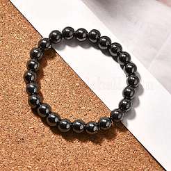 合成ヘマタイト ラウンド ビーズ ストレッチ ブレスレット  女性のための  内径：2インチ（5.2cm）  ビーズ：8mm&nbsp;BJEW-F203-10