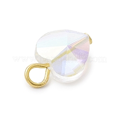 クリアガラスペンダント  ハート  鉄ループ付き  多面カット  ゴールドカラー  15x10x6.5mm  穴：2.5mm&nbsp;PALLOY-JF04114-01