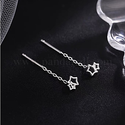 上質なスターリングシルバーの星型耳飾り999本  スタッドのピアス  銀  20x7mm&nbsp;EJEW-P296-01S