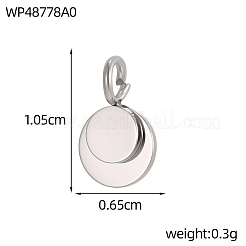 304ステンレスペンダント  空白タグのスタンプ  ダブルフラットラウンドチャーム  ステンレス鋼色  10x6.5mm  穴：2mm&nbsp;LS-STAS-OY016-38P