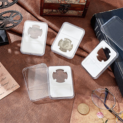 プラスチック製のコイン収納ボックス  長方形  ホワイト  84x59x8mm&nbsp;AJEW-WH0038-91