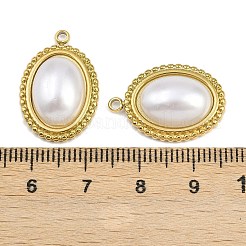 304ステンレススチールABS模造真珠ペンダント  イオンプレーティング  ゴールドカラー  オーバル  22x15x6.5mm  穴：1.8mm&nbsp;STAS-Z166-21E-G