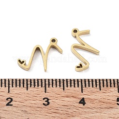 304ステンレススチールチャーム  レーザー切断  14KGP本金メッキ  文字N  10x13x1.5mm  穴：1mm&nbsp;STAS-M327-02G-N