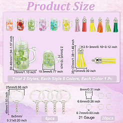 模造フルーツジュースチャームキーホルダー作りキット  プラスチックカップペンダントを含む  スエード調タッセルパーツ  アイアン分割キーホルダー  ミックスカラー  38個/袋&nbsp;DIY-OC0004-40