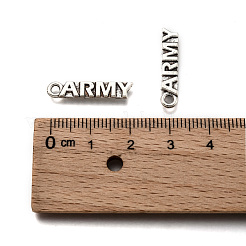 合金のチベット風チャーム  ワード軍と  カドミウムフリー＆鉛フリー  アンティークシルバー  22x4.5x2mm  穴：2mm  約1075個/1000g&nbsp;TIBE-Q051-10AS-LF