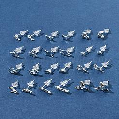 女性用合金スタッドピアス2組  925つのスターリングシルバーピン付き  銀  ムーン  4.5mm&nbsp;EJEW-FS0001-27I