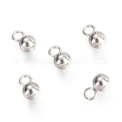 変色しない202Fステンレススチールチャーム  ボール  ステンレス鋼色  7x4mm  穴：1.8mm&nbsp;X-STAS-H143-14A-P
