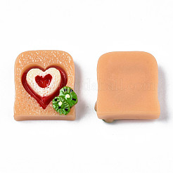 不透明なエポキシ樹脂カボション  模造食品  心のパン  ファイヤーブリック  21x18x6mm&nbsp;CRES-S358-52
