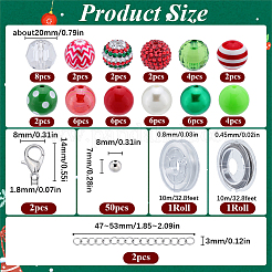 クリスマスDIYラウンドアクリル＆樹脂ビーズブレスレットジュエリーセット  ミックスカラー  20~53x19~53mm  穴：3mm&nbsp;DIY-SC0026-42
