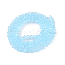 ガラスビーズ連売り  イミテーション翡翠  多面カット  ロンデル  シアン  3.5~3.8x3mm  穴：0.8~1mm  約105~110個/連  29~31cm&nbsp;EGLA-A044-J3mm-D04