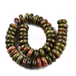 天然石ユナカイトビーズ連売り  ロンデル  10x4mm  穴：1mm  約50個/連  7.68~8.2''（19.5~20.5センチメートル）&nbsp;G-T138-61