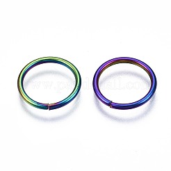 イオンプレーティング（IP）304ステンレス鋼オープン丸カン  ラウンド  虹色  18ゲージ  12x1mm  内径：10mm&nbsp;STAS-S119-003