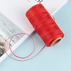 フラットワックスポリエステルコード  レッド  1x0.3mm  約284.33ヤード（260m）/ロール&nbsp;YC-K001-14