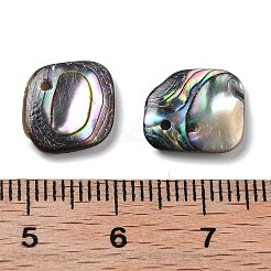 天然パウアシェルペンダント  スクエアチャーム  正方形  8~11x10~14x1.5mm  穴：1mm&nbsp;SSHEL-D084-10A