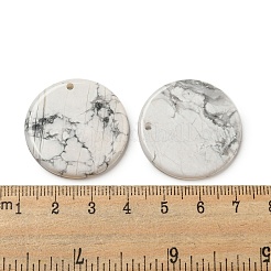 天然石ハウライトペンダント  フラットラウンドのチャーム  29.5~30x3mm  穴：1.6mm&nbsp;G-B071-01D-1