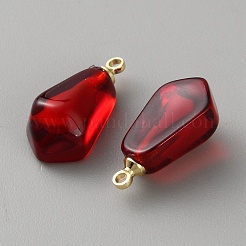 透明樹脂ペンダント  ザクロの種のチャーム  金色の鉄のループで  暗赤色  16x8x6mm  穴：1.4mm&nbsp;RESI-WH0034-71B