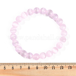女性用染色天然セレナイトラウンドビーズストレッチブレスレット  ピンク  3/8インチ（0.85cm）  内径：2-1/4インチ（5.6cm）&nbsp;G-U005-02I