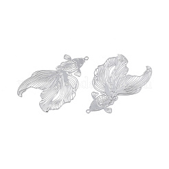 ステンレスペンダント201個  エッチングされた金属装飾  金魚  ステンレス鋼色  46x31x0.3mm  穴：1.4mm&nbsp;STAS-N102-24P