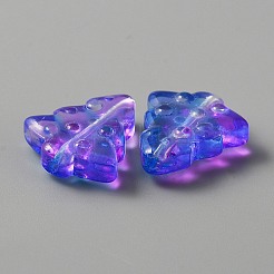 クリスマス透明手作りランプワーク ビーズ  クリスマスツリー  青紫色  16x15x5mm  穴：1.2mm  約50個/袋&nbsp;LAMP-CJC0012-04I
