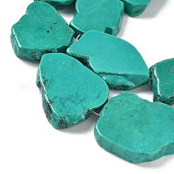 天然マグネサイトビーズ連売り  ナゲット  染め  ターコイズ色  31~40x22~34x6mm  穴：1mm  約11~12個/連  15.55~15.94''（39.5~40.5センチメートル）&nbsp;G-M448-E01-01
