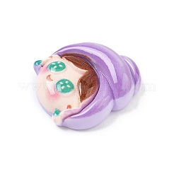かわいい不透明樹脂カボション  女の子  ライラック  27x25x9mm&nbsp;RESI-L046-E06