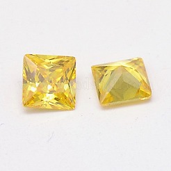 キュービックジルコニアカボション  グレードA  多面カット  正方形  ゴールド  6x6x3.6mm&nbsp;ZIRC-M004-6x6mm-003