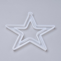 クリスマス中空スターDIYペンダントシリコンモールド  UVレジン用  エポキシ樹脂ジュエリー作り  ホワイト  188x185x11mm  穴：5mm  星：178x178mm&nbsp;X-DIY-I034-07