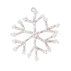 クリスマス シードビーズ ビーズチャーム  ワイヤーラップのスノーフレークペンダント  ミックスカラー  45x45x2mm  穴：3mm  2個/セット&nbsp;PALLOY-MZ00328