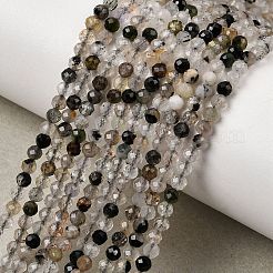 天然トマムマシンクォーツビーズ連売り  多面カット  ラウンド  3mm  穴：0.6mm  約138個/連  15.35''（39センチメートル）&nbsp;G-A318-A03-3mm-01