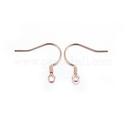 304ステンレススチールピアスフック  耳ワイヤー  水平ループ付き  ローズゴールド  18.5x21x2mm  穴：2mm  21ゲージ  ピン：0.7mm&nbsp;STAS-P210-22RG