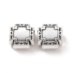 チベット風合金ヨーロピアンビーズ  大穴ビーズ  corss  アンティークシルバー  10x10x6mm  穴：4.5mm  約645個/1000g&nbsp;FIND-H038-39AS