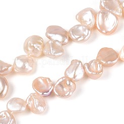 天然バロックケシパールビーズ連売り  花弁  トップ掘削  桃パフ  7~11.5x6.5~9x3~7mm  穴：0.5mm  約66~70個/連  14.96~15.35インチ（38~39cm）&nbsp;PEAR-S022-03C