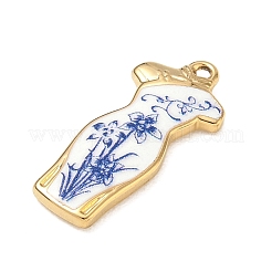 304ステンレススチールエナメルペンダント  花柄  イオンプレーティング（ip）  ゴールドカラー  服のチャーム  23x10x2.5mm  穴：1.3mm&nbsp;SA-CBA800D-01B-G