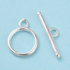 環境に優しい真鍮製トグル留め金  カドミウムフリー＆鉛フリー  長持ちメッキ  リング  925銀メッキ  リング：15x11.5x1mm  バー：5x20x2mm  穴：2mm&nbsp;KK-D082-17S