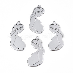 変色しない201ステンレススチールペンダント  妊婦  ステンレス鋼色  41x18x1mm  穴：2mm&nbsp;STAS-N098-069P