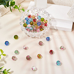 54個 9色 ハンドメイド ゴールドサンド ランプワークビーズ連売り  花の丸  ミックスカラー  10mm  穴：1mm  6個/カラー&nbsp;LAMP-TA0002-08