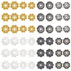 112個 8スタイル チベットスタイル 合金ビーズキャップ  花  ミックスカラー  9.5~11.5x3.5~4.5mm  穴：1.6~2mm  14個/スタイル&nbsp;TIBE-SC0002-41