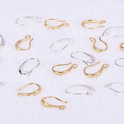 真鍮のピアスフック  水平ループ付き  ゴールデン＆シルバー  16.5x9x1.5mm  穴：2mm  18ゲージ  ピン：1mm  15x9x2mm  穴：1mm  18ゲージ  ピン：1mm&nbsp;KK-PH0034-31