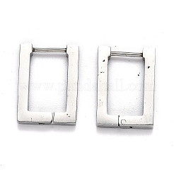 変色しにくい304ステンレススチールの長方形のフープピアス  ステンレス鋼色  17.5x12.5x3mm  ピン：1mm&nbsp;STAS-J033-10A-P
