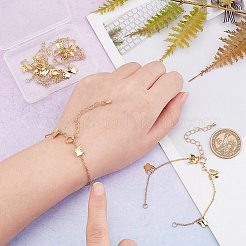 真鍮カーブチェーンブレスレット作り10個  真鍮はんだ付けされたカーブチェーンとスプリングリングクラスプ付き  304ステンレススチールオープン丸カン  蝶  18KGP本金メッキ  6-1/8インチ（15.7cm）&nbsp;AJEW-UN0001-19