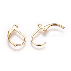 304ステンレススチールフレンチフックピアス金具  カン付き  18KGP本金メッキ  16x10x1.7mm  穴：1.4mm  ピン：0.8mm&nbsp;STAS-P227-47G